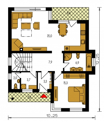 Image miroir | Plan de sol du rez-de-chaussée - TREND 263